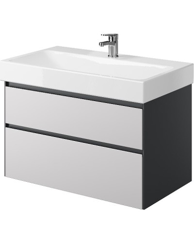 Тумба под раковину Creto Amelia 80 14-1078G подвесная Антрацит Белый матовый