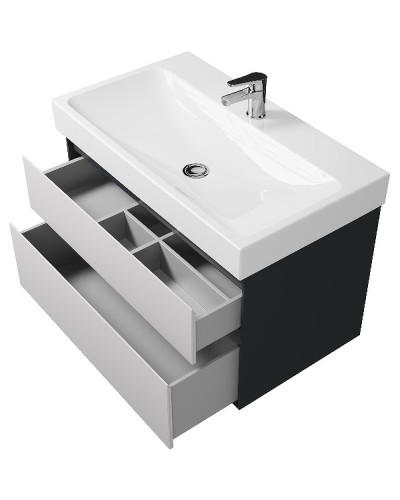 Тумба под раковину Creto Amelia 80 14-1078G подвесная Антрацит Белый матовый