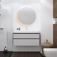 Тумба под раковину Creto Amelia 80 14-1078G подвесная Антрацит Белый матовый