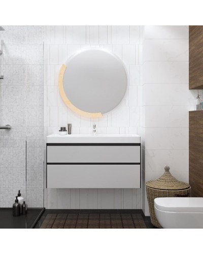 Тумба под раковину Creto Amelia 80 14-1078G подвесная Антрацит Белый матовый