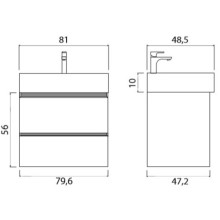 Тумба под раковину Creto Amelia 80 14-1078G подвесная Антрацит Белый матовый