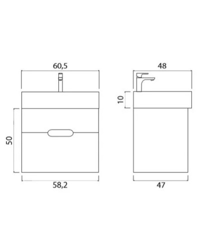 Тумба под раковину Creto Malibu 60 7-1077W подвесная Белая