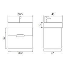 Тумба под раковину Creto Malibu 60 7-1077CapS подвесная Capuchino Soft