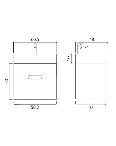 Тумба под раковину Creto Malibu 60 7-1077CapS подвесная Capuchino Soft
