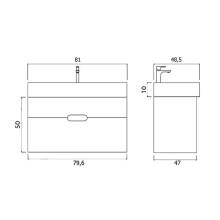 Тумба под раковину Creto Malibu 80 7-1078CapS подвесная Capuchino Soft