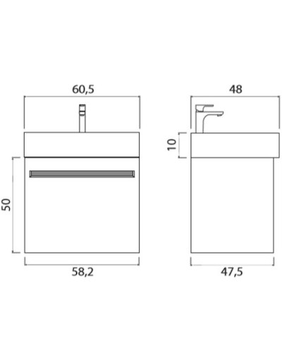 Тумба под раковину Creto Etna 60 4-1077S подвесная Soft