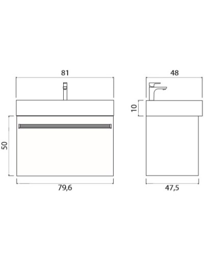 Тумба под раковину Creto Etna 80 4-1078S подвесная Soft