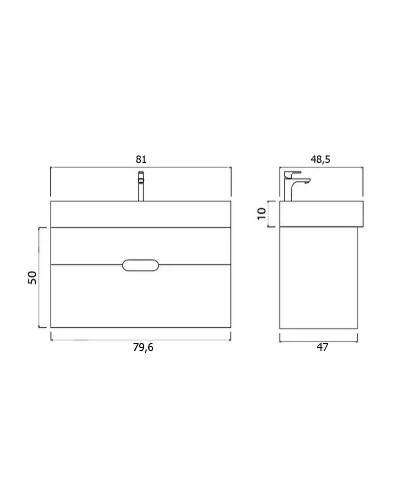 Тумба под раковину Creto Malibu 80 7-1078CS подвесная Chocolate Soft