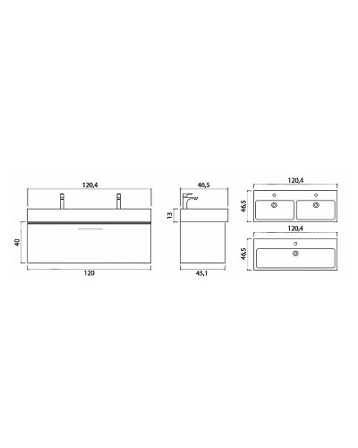 Тумба под раковину Creto Milano 120 5-1393-1394SO подвесная Sorano