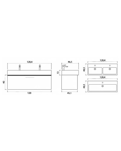 Тумба под раковину Creto Milano 120 5-1393-1394TR подвесная Truffle