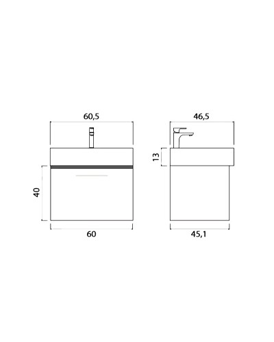 Тумба под раковину Creto Milano 60 5-1376CH подвесная Charleston