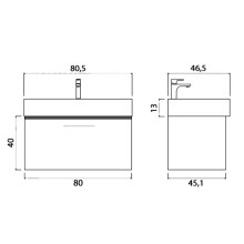 Тумба под раковину Creto Milano 80 5-1377TR подвесная Truffle