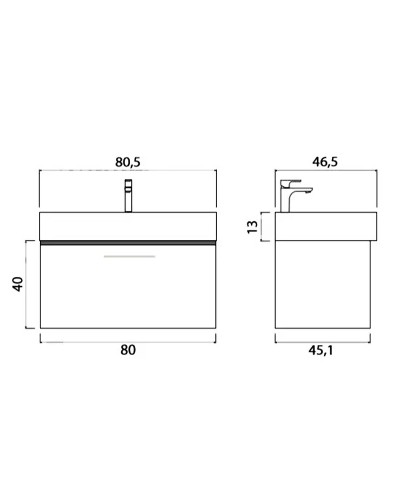 Тумба под раковину Creto Milano 80 5-1377TR подвесная Truffle