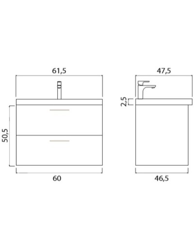 Тумба под раковину Creto Ares 60 10-1161B подвесная Серый Бетон