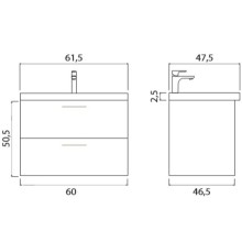 Тумба под раковину Creto Ares 60 10-1161D подвесная Davos
