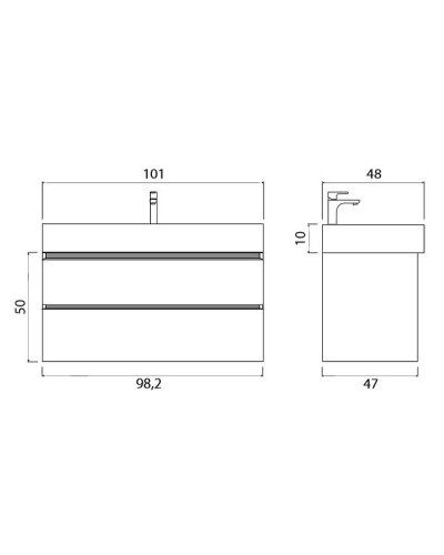 Тумба под раковину Creto Scala 100 3-1079W подвесная Белая глянцевая