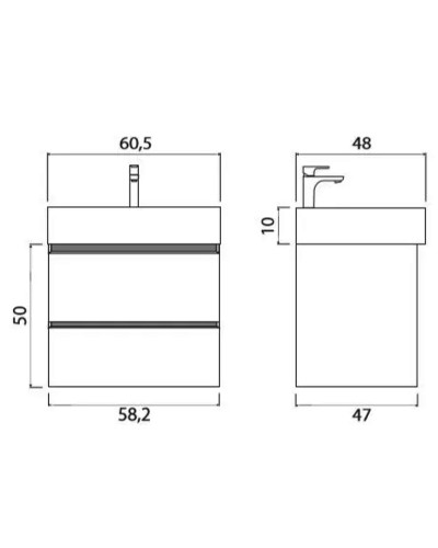 Тумба под раковину Creto Scala 60 3-1077W подвесная Белая глянцевая