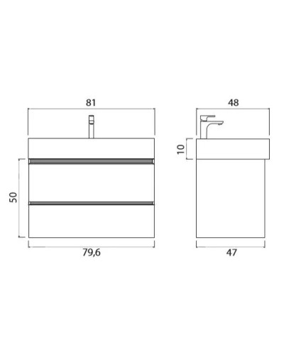 Тумба под раковину Creto Scala 80 3-1078W подвесная Белая глянцевая