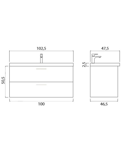 Тумба под раковину Creto Ares 100 10-1105W подвесная Белая