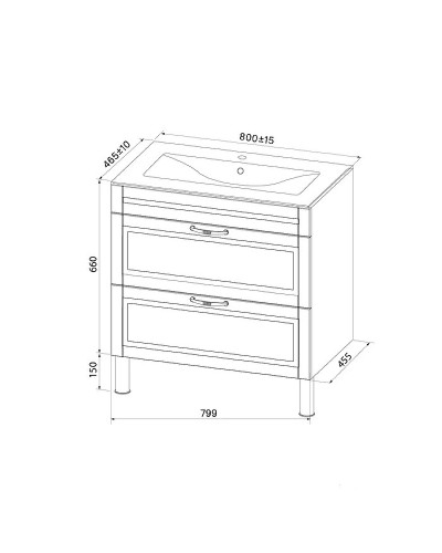 Тумба с раковиной Iddis Oxford 80 OXF80W0i95K Белая