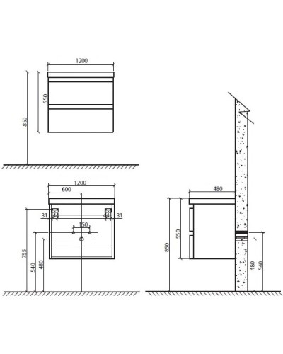 Тумба с раковиной белый глянец 120 см BelBagno Energia-N ENERGIA-N-1200-2C-SO-BL + EA-1200-LVB