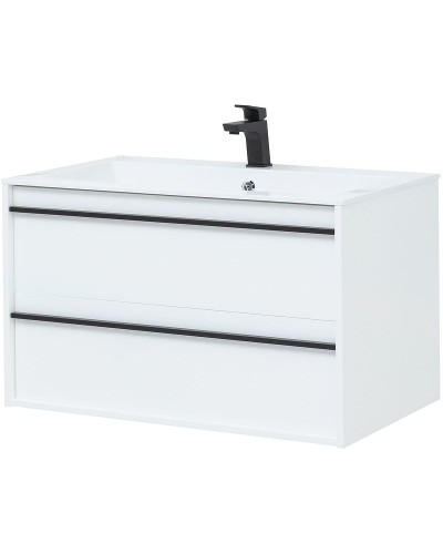 Тумба с раковиной Aquanet Lino 90 271949 подвесная Белая матовая