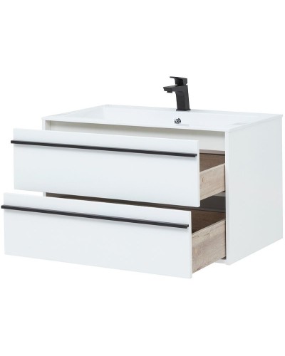 Тумба с раковиной Aquanet Lino 90 271949 подвесная Белая матовая