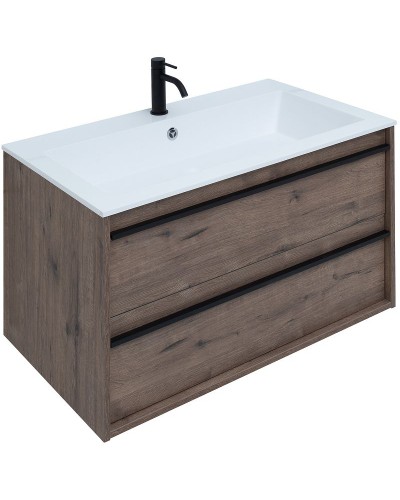 Тумба с раковиной Aquanet Lino 90 271950 подвесная Дуб Веллингтон