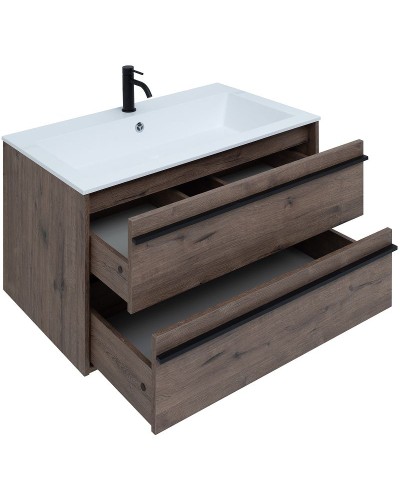 Тумба с раковиной Aquanet Lino 90 271950 подвесная Дуб Веллингтон