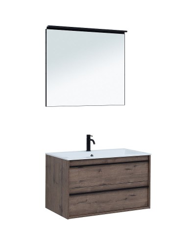 Тумба с раковиной Aquanet Lino 90 271950 подвесная Дуб Веллингтон