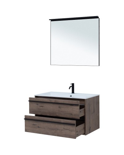 Тумба с раковиной Aquanet Lino 90 271950 подвесная Дуб Веллингтон