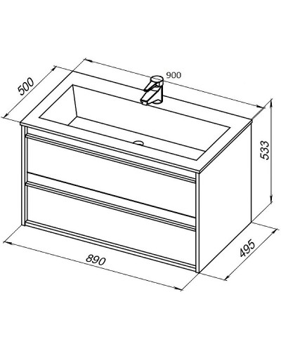 Тумба с раковиной Aquanet Lino 90 271950 подвесная Дуб Веллингтон