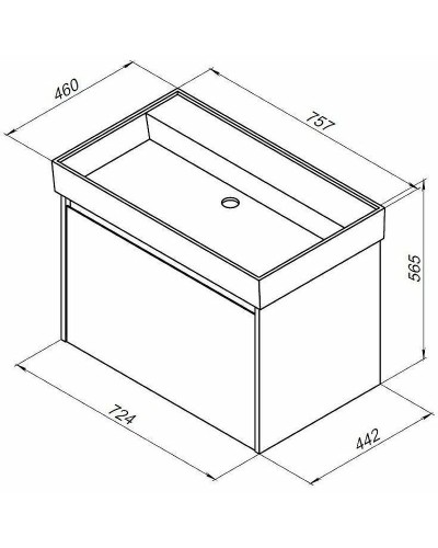 Тумба с раковиной Aquanet Nova Lite 75 245242 подвесная Дуб рошелье