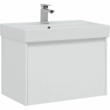 Тумба с раковиной Aquanet Nova Lite 75 245243 подвесная Белая глянцевая