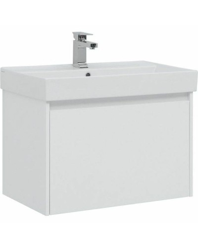 Тумба с раковиной Aquanet Nova Lite 75 245243 подвесная Белая глянцевая