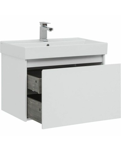 Тумба с раковиной Aquanet Nova Lite 75 245243 подвесная Белая глянцевая