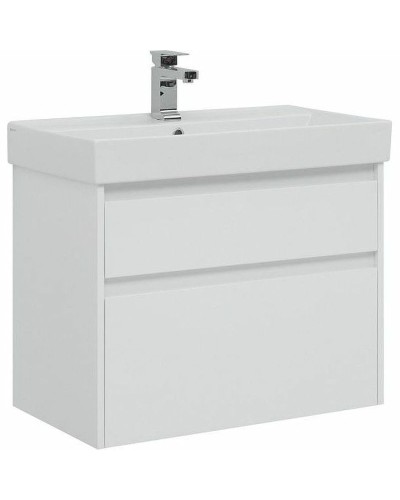 Тумба с раковиной Aquanet Nova Lite 75 245244 подвесная Белая глянцевая