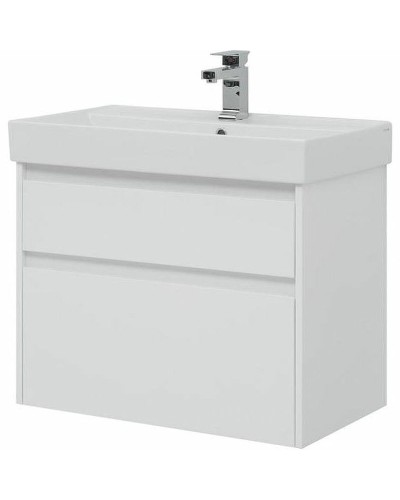 Тумба с раковиной Aquanet Nova Lite 75 245244 подвесная Белая глянцевая