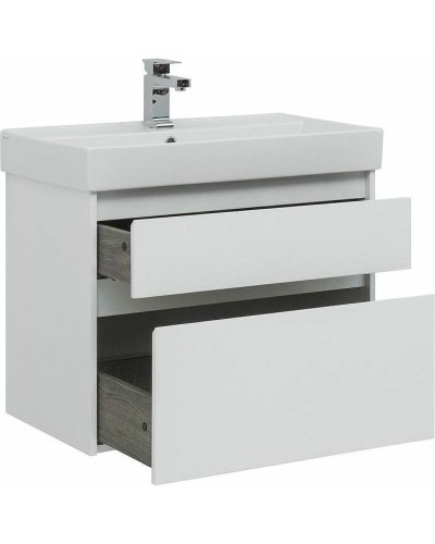 Тумба с раковиной Aquanet Nova Lite 75 245244 подвесная Белая глянцевая