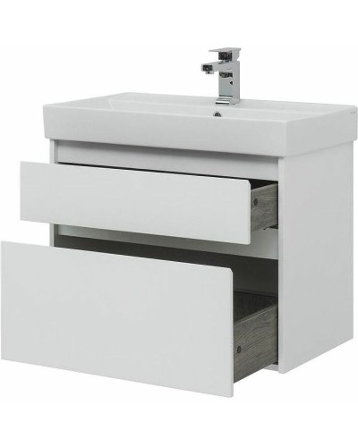 Тумба с раковиной Aquanet Nova Lite 75 245244 подвесная Белая глянцевая