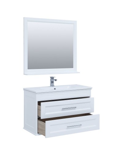 Тумба с раковиной Aquanet Бостон 100 260666 подвесная Белый матовый