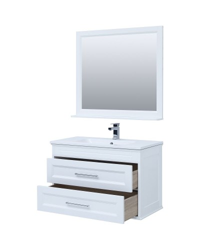 Тумба с раковиной Aquanet Бостон 100 260666 подвесная Белый матовый