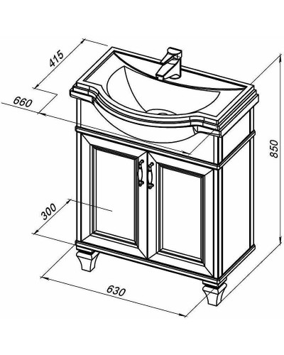 Тумба с раковиной Aquanet Валенса New Классик 65 273540 Белая матовая