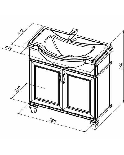 Тумба с раковиной Aquanet Валенса New Классик 80 273546 Белая матовая