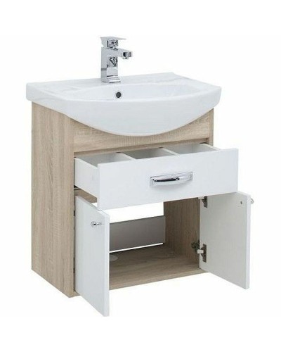 Тумба с раковиной Aquanet Грейс 60 212653 подвесная Дуб сонома Белая