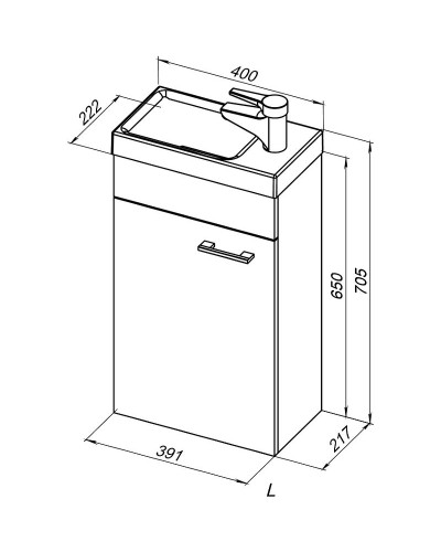 Тумба с раковиной Aquanet Нота 40 L 254044 подвесная Белая