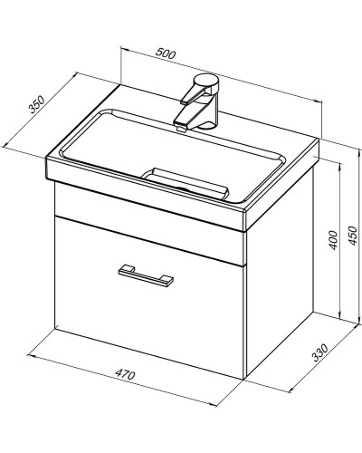 Тумба с раковиной Aquanet Нота 50 254064 подвесная Белая