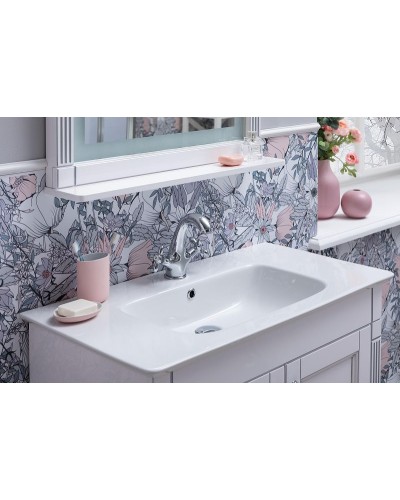 Тумба с раковиной Aquanet Селена 90 233697 Белая Серебро