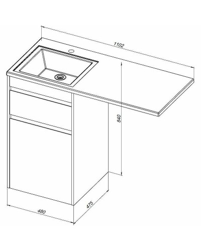 Тумба с раковиной Aquanet Токио 110 R 239299 Белая