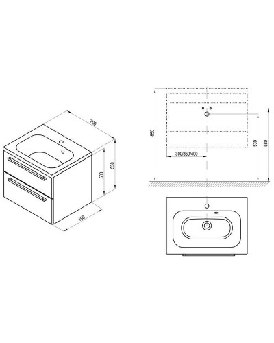 Тумба под раковину Ravak SD Chrome II 70 X000000921 подвесная Капучино Белая
